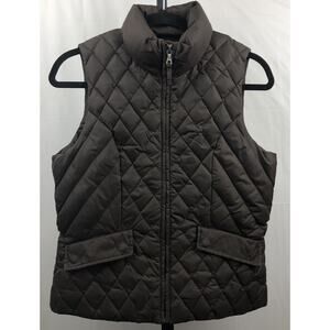 Tommy Hilfiger Puffer Vest Women Petite S Brown Down Feather Fill Jacket Pocket